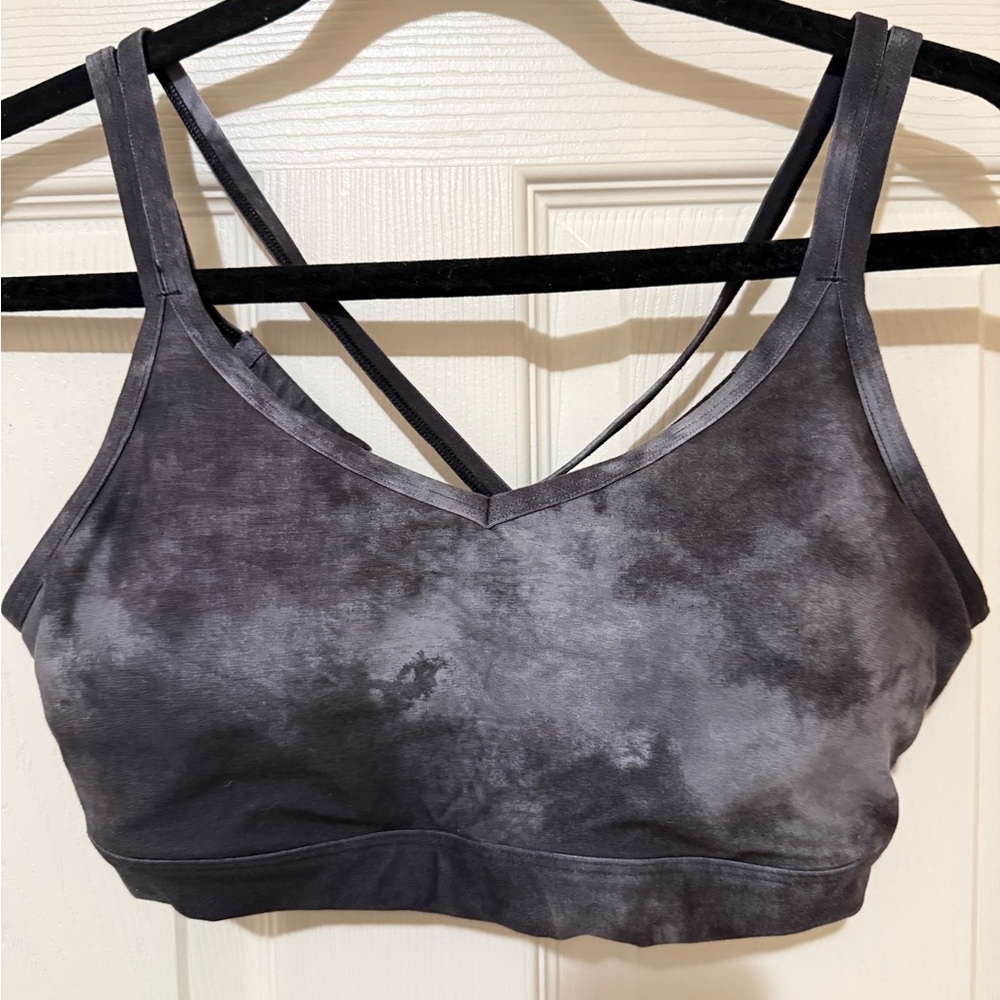 Women's Gray Sports Bra with Strappy Back